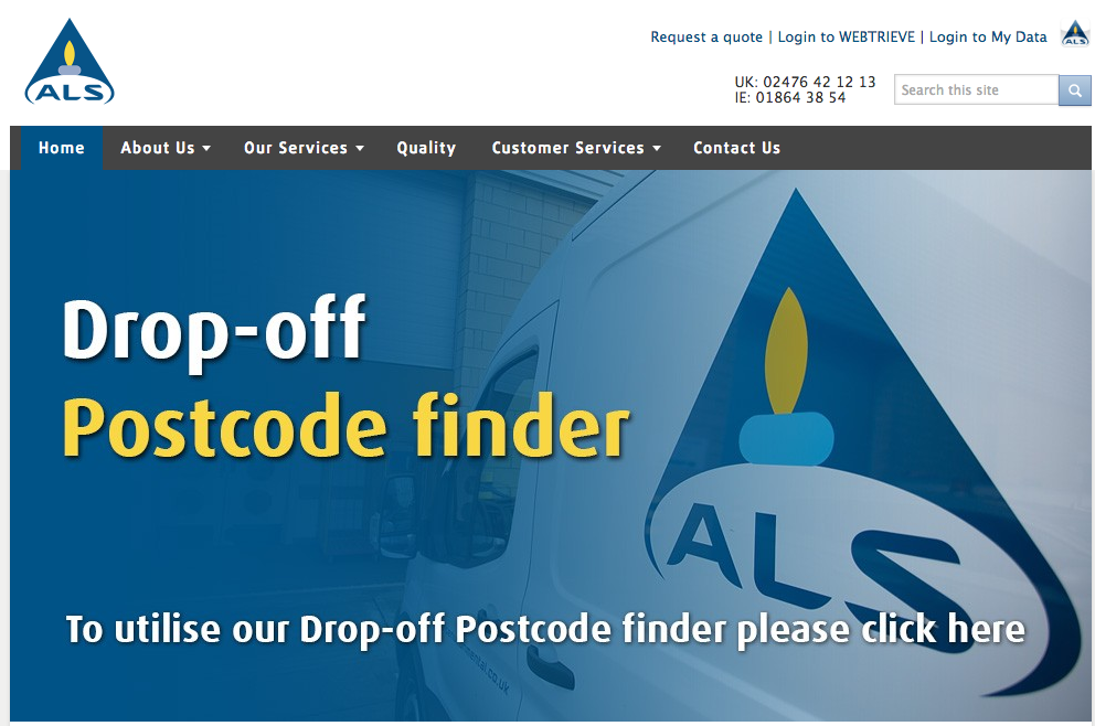 Drop-off Postcode finder ALS
